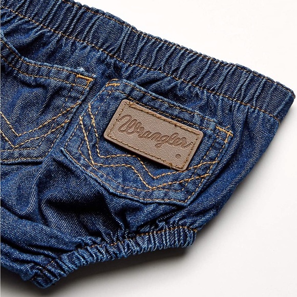 Wrangler Other - Wrangler baby denim blue Jean bloomers romper diaper cover bottoms pants new